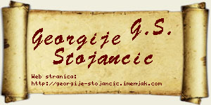 Georgije Stojančić vizit kartica